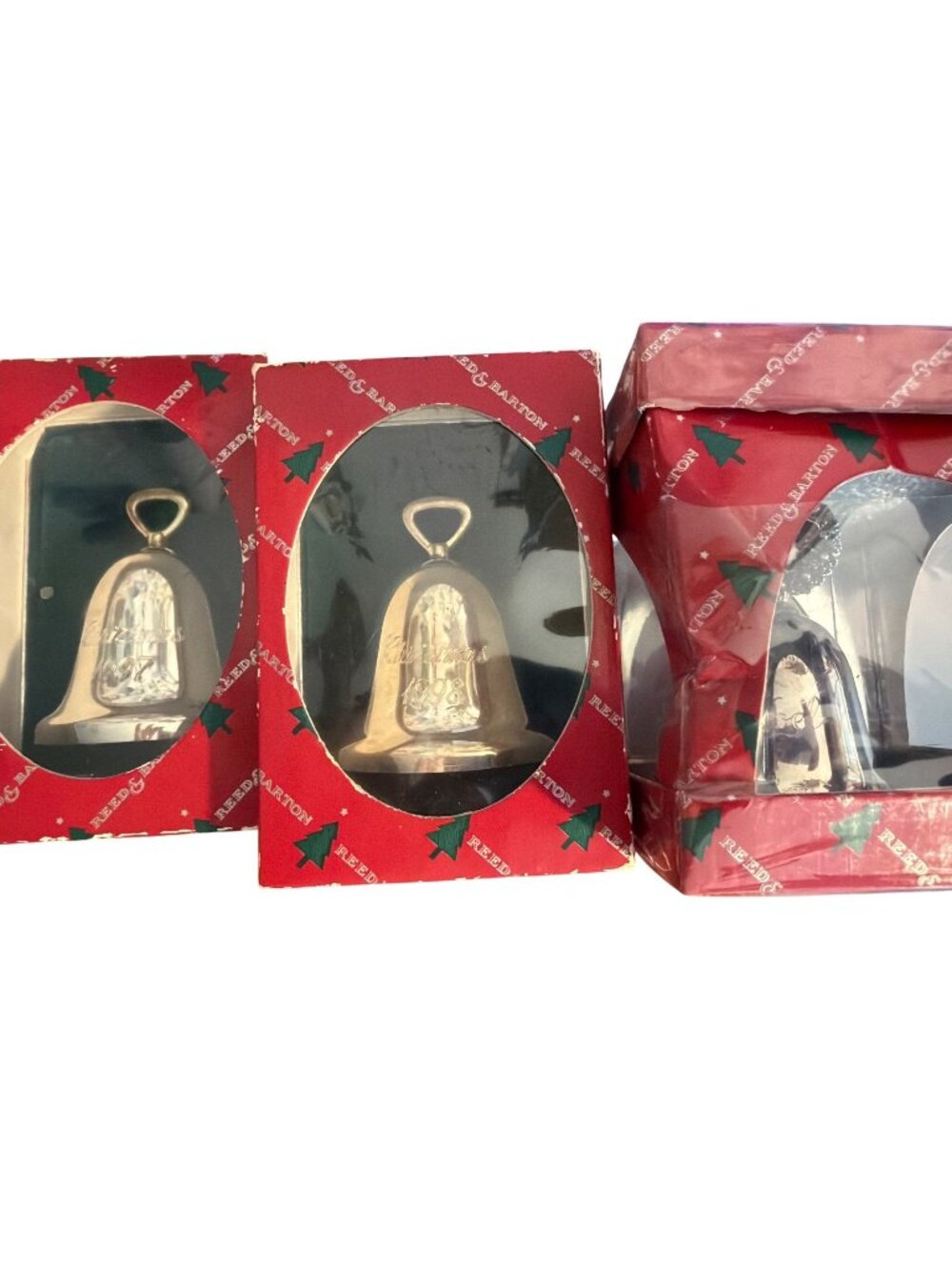 Lot 3 Vintage Reed Barton Christmas Bells Silver Plate 1997-1999 Noel Music Box